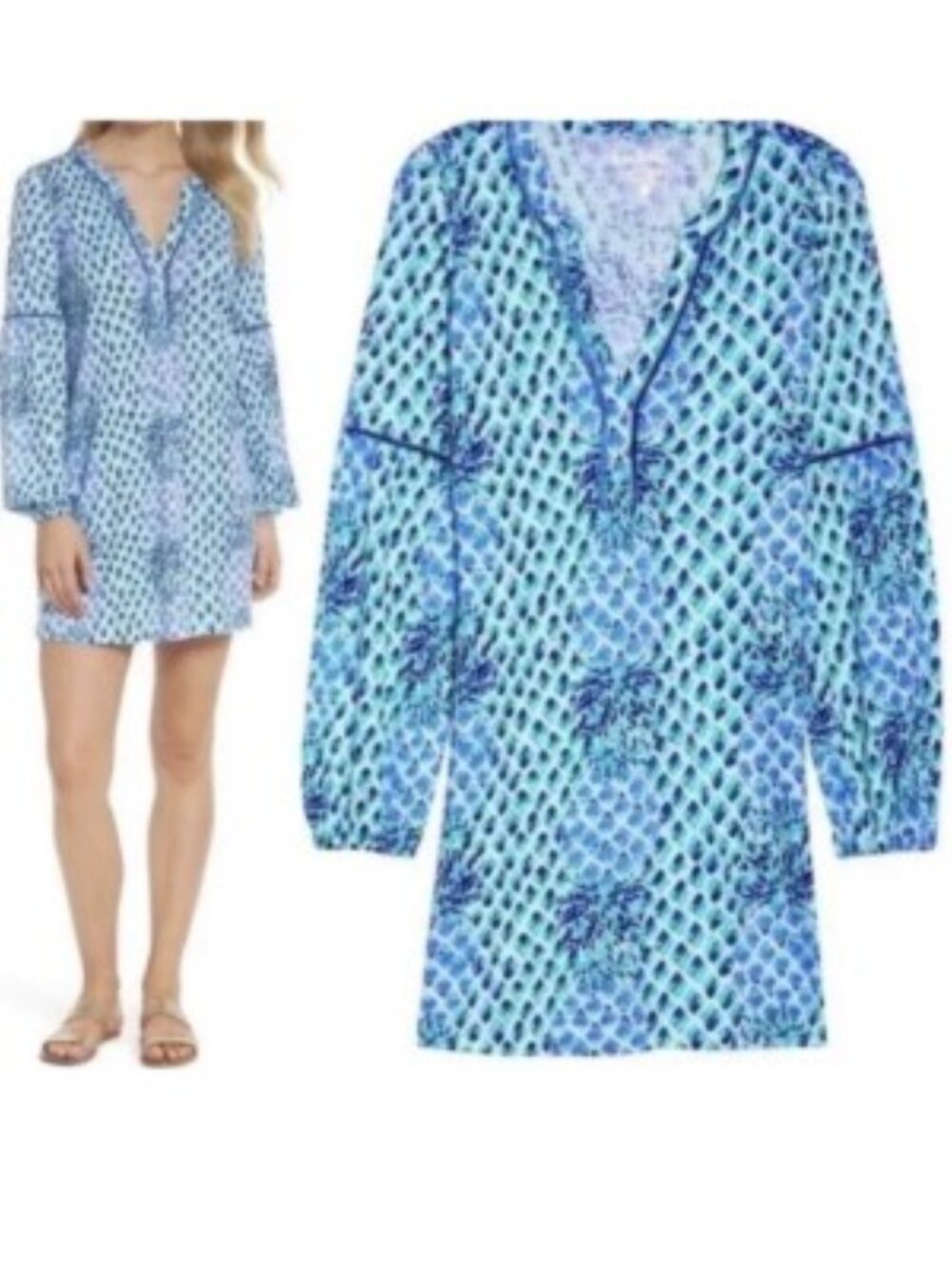 Lilly Pulitzer Joy Dress in Toe In Blue & White Pineapples - Size XL